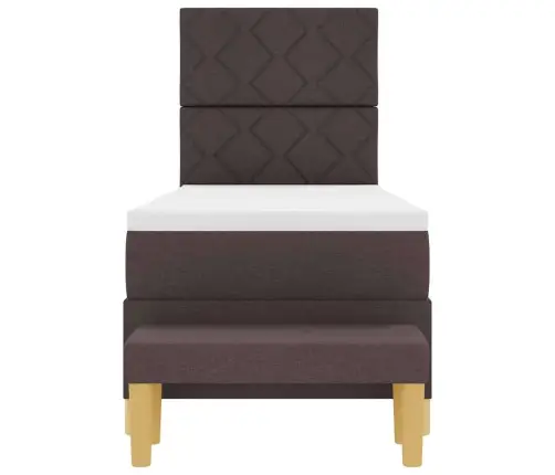 Gultas Rāmis Ar Matraci Un Soliņa Tumši Brūnā 80X200 Cm Auduma Vidaxl