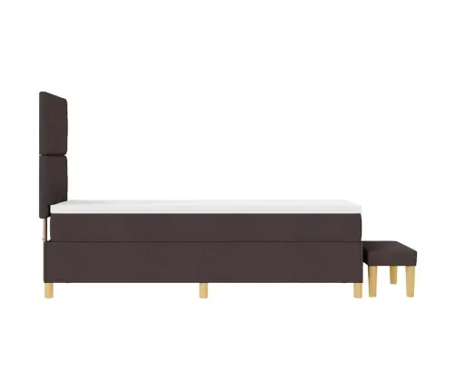 Gultas Rāmis Ar Matraci Un Soliņa Tumši Brūnā 80X200 Cm Auduma Vidaxl