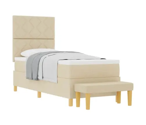 Kastītes Atsperu Gulta Ar Matraci Krēmkrāsa 80 X 200 Cm Audums Vidaxl