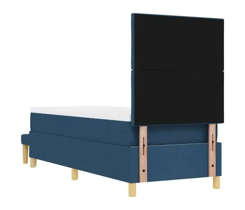 Kastītes Atsperu Gulta Ar Matraci Zila 80 X 200 Cm Audums Vidaxl