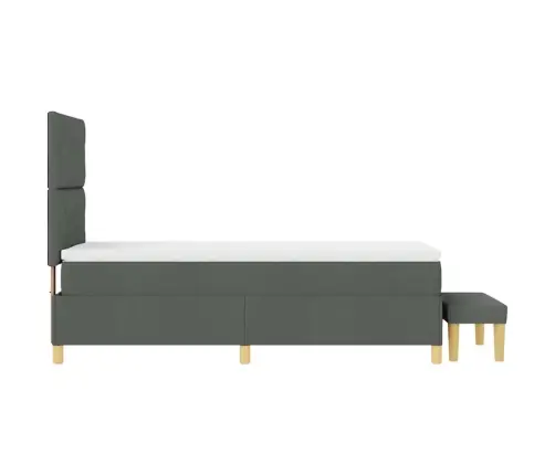 Kastītes Atsperu Gulta Tumši Pelēks 90 X 190 Cm Audums Vidaxl