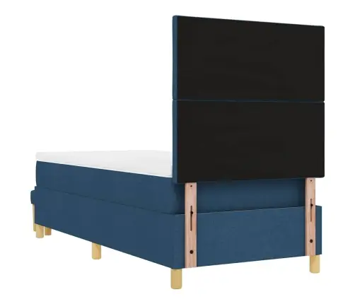 Kastītes Atsperu Gulta Ar Matraci Zila 90 X 190 Cm Audums Vidaxl