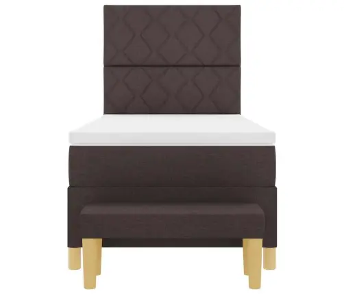 Kastīšu Atsperu Gulta Ar Matraci Un Soliņu Tumši Brūnā 90X200 Cm Audumā Vidaxl