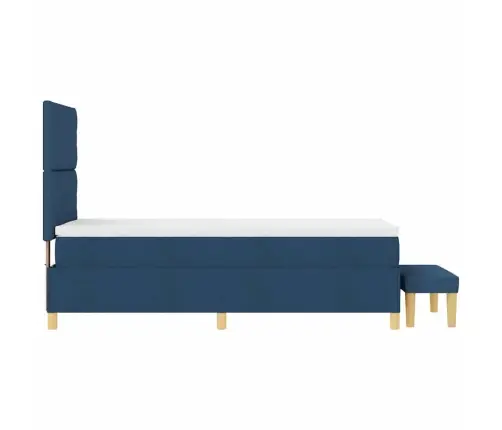 Spriegojuma Gulta Ar Matraci Un Soli Zila 90X200 Cm Audums Vidaxl