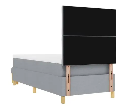 Kastītes Atsperu Gulta Ar Matraci Un Soli Gaiši Pelēks 100X200 Cm Audums Vidaxl