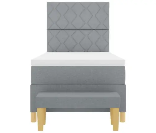 Kastītes Atsperu Gulta Ar Matraci Un Soli Gaiši Pelēks 100X200 Cm Audums Vidaxl