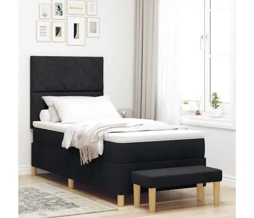 Koferis Gultai Ar Matraci Un Soli Melnā Krāsā 100X200 Cm Audumā Vidaxl