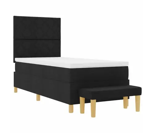 Koferis Gultai Ar Matraci Un Soli Melnā Krāsā 100X200 Cm Audumā Vidaxl