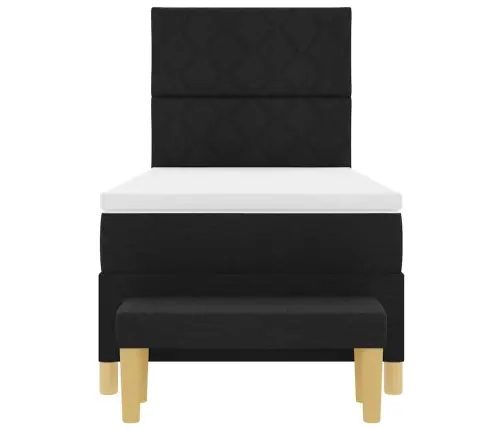 Koferis Gultai Ar Matraci Un Soli Melnā Krāsā 100X200 Cm Audumā Vidaxl