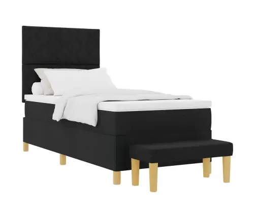 Koferis Gultai Ar Matraci Un Soli Melnā Krāsā 100X200 Cm Audumā Vidaxl