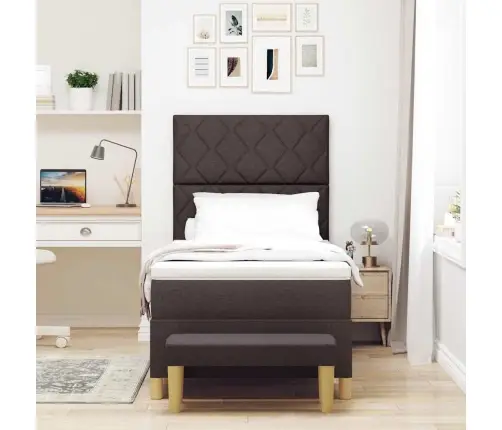 Kastītes Gulta Ar Matraci Un Soli Tumši Brūna 100X200 Cm Audums Vidaxl