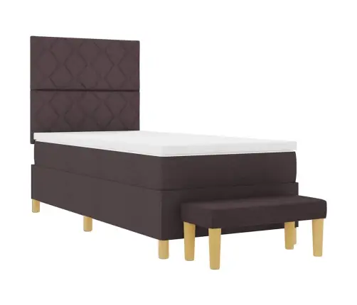 Kastītes Gulta Ar Matraci Un Soli Tumši Brūna 100X200 Cm Audums Vidaxl