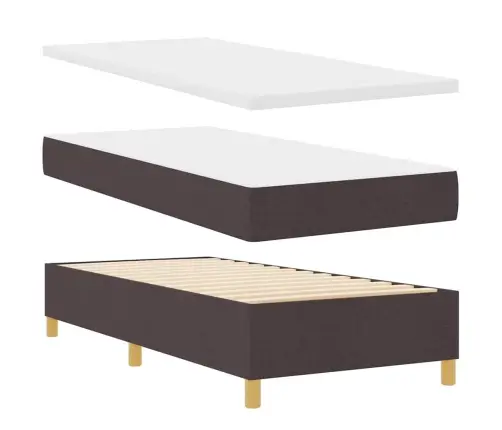 Kastītes Gulta Ar Matraci Un Soli Tumši Brūna 100X200 Cm Audums Vidaxl