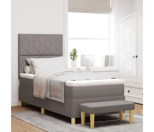 Kastītes Atsperu Gulta Pelēkbrūna 100 X 200 Cm Audums Vidaxl