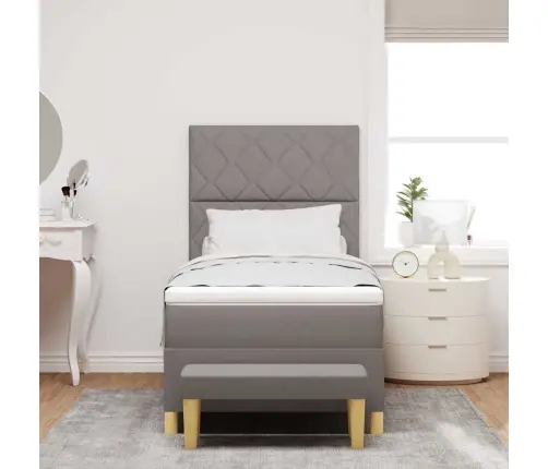 Kastītes Atsperu Gulta Pelēkbrūna 100 X 200 Cm Audums Vidaxl