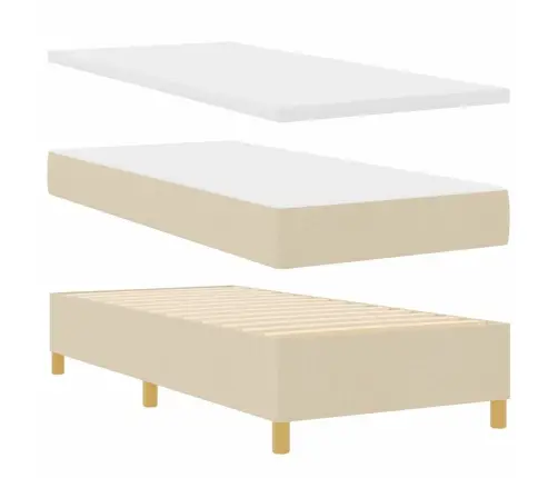 Kastītes Atsperu Gulta Ar Matraci Krēmkrāsa 100 X 200 Cm Audums Vidaxl