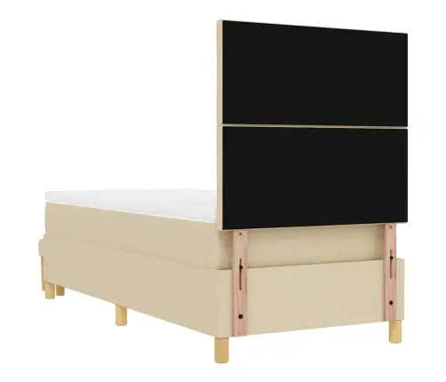 Kastītes Atsperu Gulta Ar Matraci Krēmkrāsa 100 X 200 Cm Audums Vidaxl