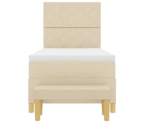 Kastītes Atsperu Gulta Ar Matraci Krēmkrāsa 100 X 200 Cm Audums Vidaxl