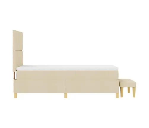 Kastītes Atsperu Gulta Ar Matraci Krēmkrāsa 100 X 200 Cm Audums Vidaxl