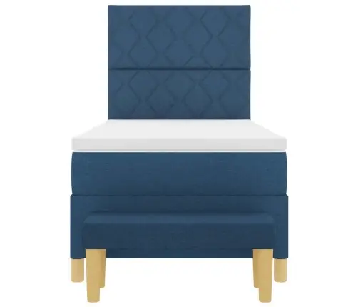 Kastītes Gulta Ar Matraci Un Soli Zila 100X200 Cm Audums Vidaxl