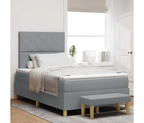 Kastveida Gulta Ar Matraci Un Soli, Gaiši Pelēkā 120X190 Cm Audumā Vidaxl