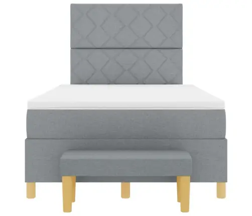 Kastveida Gulta Ar Matraci Un Soli, Gaiši Pelēkā 120X190 Cm Audumā Vidaxl