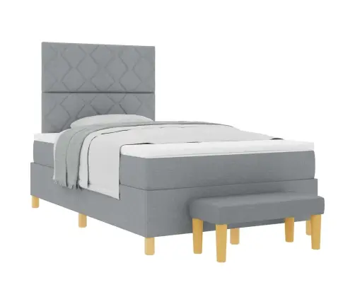 Kastveida Gulta Ar Matraci Un Soli, Gaiši Pelēkā 120X190 Cm Audumā Vidaxl