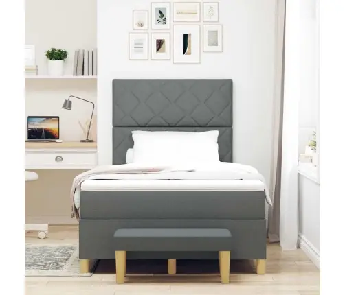 Kiemas Lova Su Čiužiniu Tamsiai Pilka 120 X 190 Cm Audinys