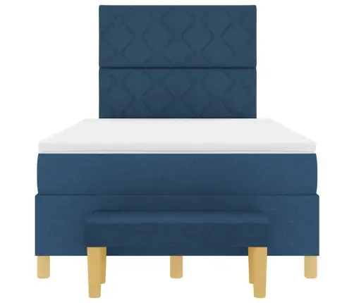 Kastītes Atsperu Gulta Ar Matraci Zila 120 X 190 Cm Audums Vidaxl