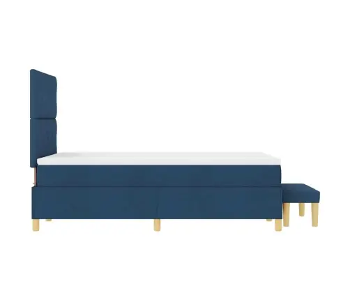 Kastītes Atsperu Gulta Ar Matraci Zila 120 X 190 Cm Audums Vidaxl