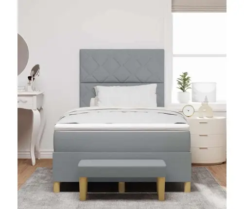 Kastes Atsperu Gulta Ar Matraci Un Soli Gaiši Pelēks 120X200 Cm Audums Vidaxl