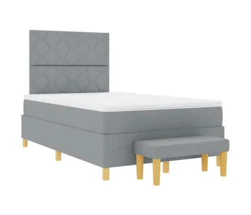 Kastes Atsperu Gulta Ar Matraci Un Soli Gaiši Pelēks 120X200 Cm Audums Vidaxl