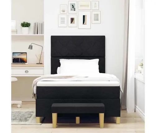 Gultas Pavasara Gulta Ar Matraci Un Soliņu Melnā Krāsā 120X200 Cm Audumā Vidaxl