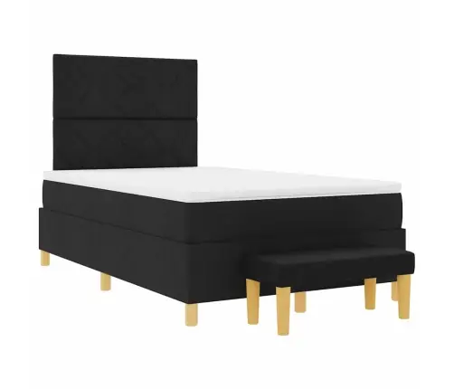 Gultas Pavasara Gulta Ar Matraci Un Soliņu Melnā Krāsā 120X200 Cm Audumā Vidaxl