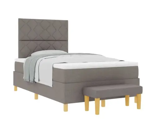 Kastītes Atsperu Gulta Ar Matraci Un Soli Taupe 120X200 Cm Audums Vidaxl