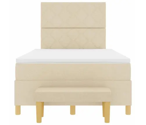 Kastītes Atsperu Gulta Ar Matraci Krēmkrāsa 120 X 200 Cm Audums Vidaxl