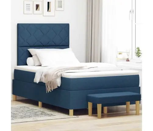 Zila Gulta Ar Matrača Un Sola Komplektu, 120X200 Cm, Audums Vidaxl Zila Gulta Ar Matrača Un Sola Komplektu, 120X200 Cm, Audums Vidaxl