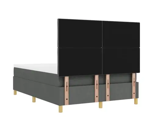 Kastītes Atsperu Gulta Tumši Pelēks 140 X 190 Cm Audums Vidaxl