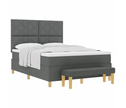 Kastītes Atsperu Gulta Tumši Pelēks 140 X 190 Cm Audums Vidaxl