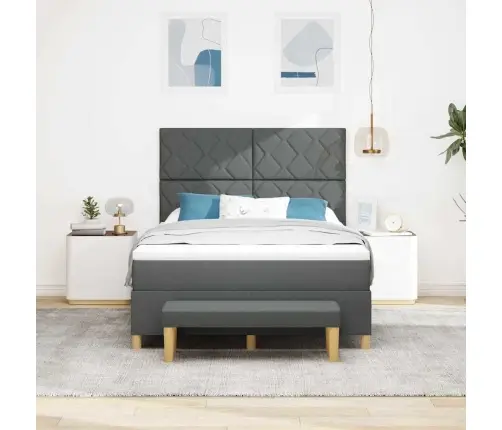 Kiemas Lova Su Čiužiniu Tamsiai Pilka 140 X 200 Cm Audinys