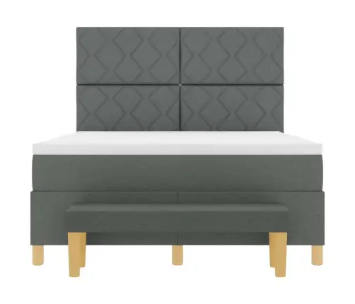 Kiemas Lova Su Čiužiniu Tamsiai Pilka 140 X 200 Cm Audinys