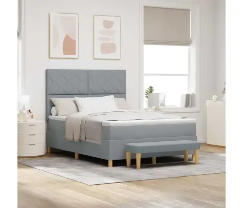 Kastītes Atsperu Gulta Gaiši Pelēka 160 X 200 Cm Audums Vidaxl