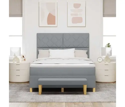 Kastītes Atsperu Gulta Gaiši Pelēka 160 X 200 Cm Audums Vidaxl