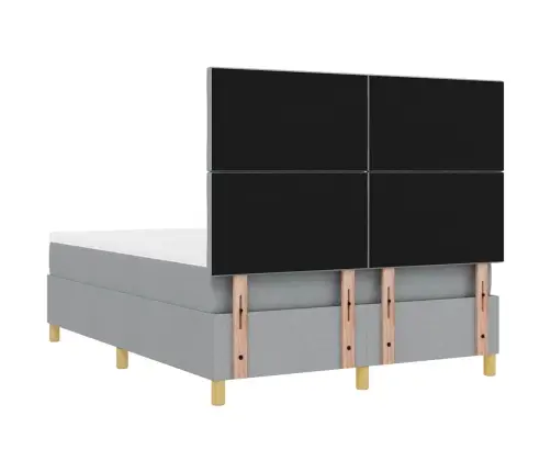 Kastītes Atsperu Gulta Gaiši Pelēka 160 X 200 Cm Audums Vidaxl