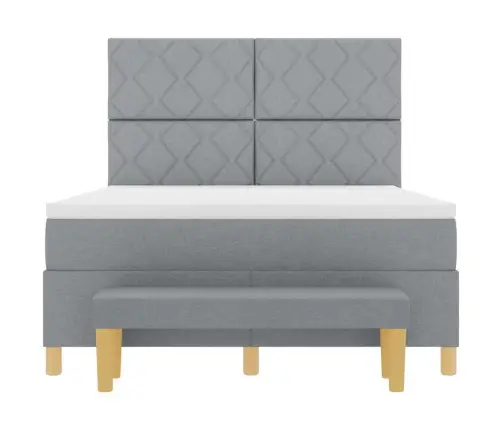 Kastītes Atsperu Gulta Gaiši Pelēka 160 X 200 Cm Audums Vidaxl