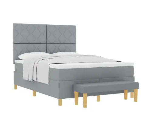 Kastītes Atsperu Gulta Gaiši Pelēka 160 X 200 Cm Audums Vidaxl