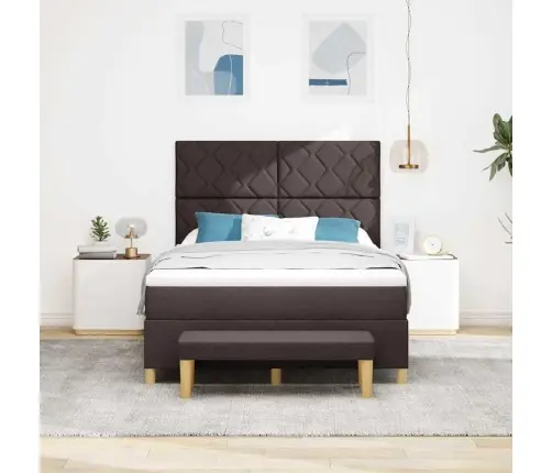 Kiemas Lova Su Čiužiniu Tamsiai Ruda 160 X 200 Cm Audinys