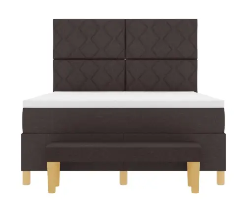 Kiemas Lova Su Čiužiniu Tamsiai Ruda 160 X 200 Cm Audinys