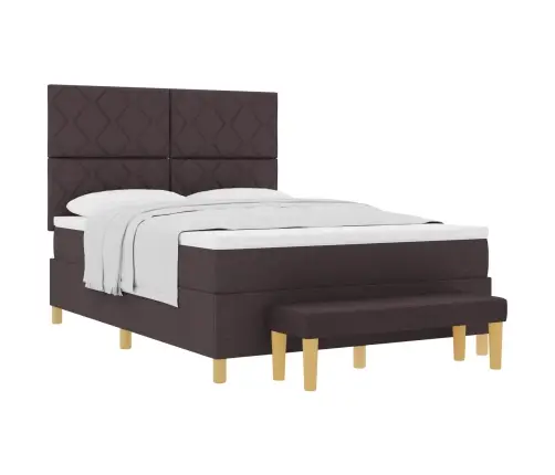 Kiemas Lova Su Čiužiniu Tamsiai Ruda 160 X 200 Cm Audinys