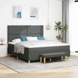 Kastītes Atsperu Gulta Tumši Pelēka 200 X 180 Cm Audums Vidaxl